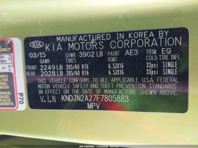 2015 KIA SOUL KNDJN2A27F7805883 Photo 8