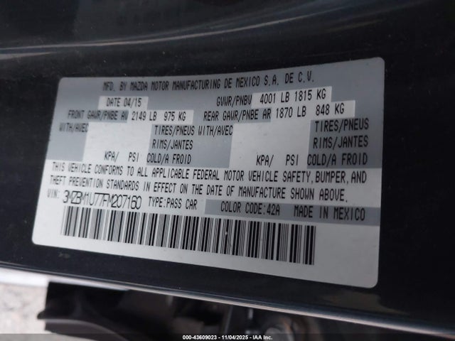 3MZBM1U77FM207160 Mazda Mazda3 I Sport