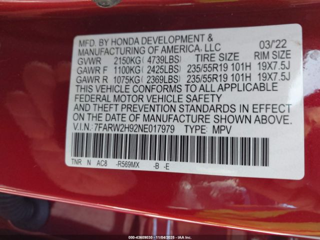 2022 HONDA CR-V 7FARW2H92NE017979 Photo 8
