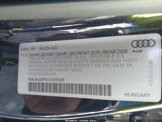 2018 AUDI A3 WAUAUGFF9J1035528 Photo 8