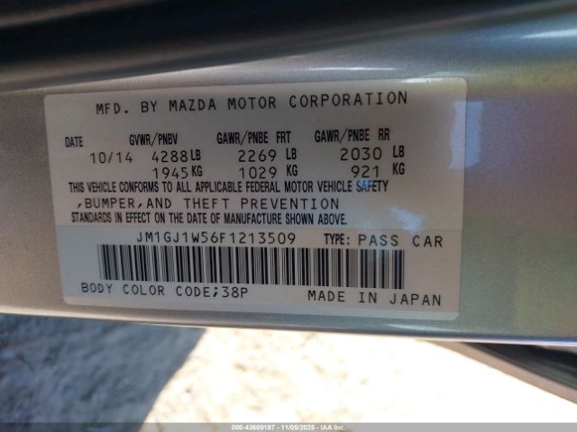 2015 MAZDA MAZDA6 JM1GJ1W56F1213509 Photo 8