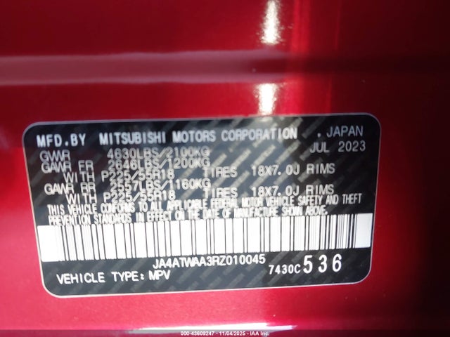 JA4ATWAA3RZ010045 Mitsubishi Eclipse Cross Se