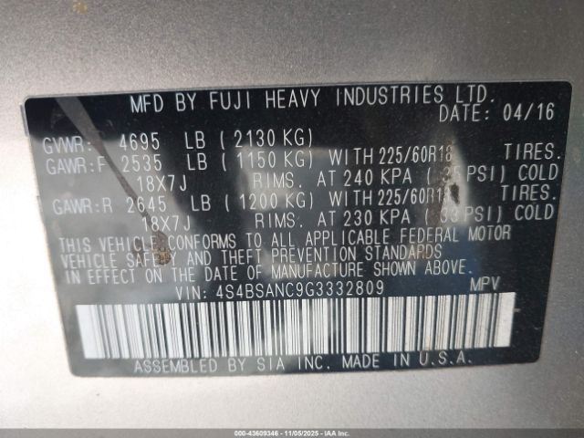 2016 SUBARU OUTBACK 4S4BSANC9G3332809 Photo 8