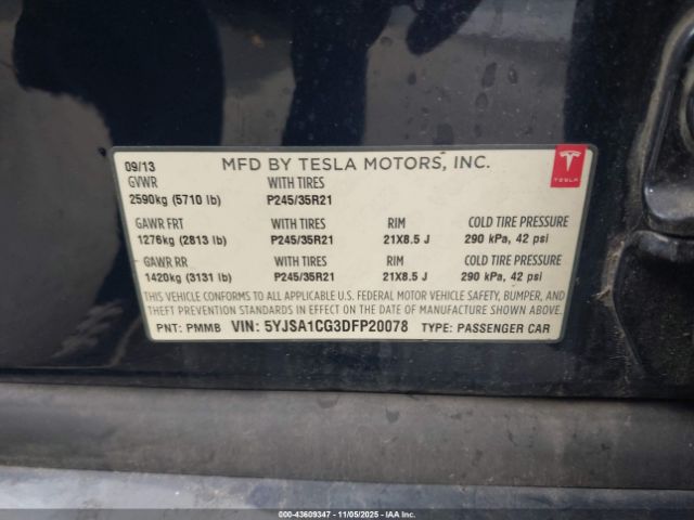 2013 TESLA MODEL S 5YJSA1CG3DFP20078 Photo 8