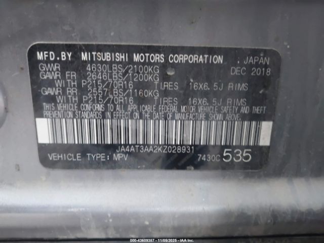 2019 MITSUBISHI ECLIPSE CROSS JA4AT3AA2KZ028931 Photo 8