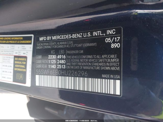 2017 MERCEDES-BENZ AMG C 43 55SWF6EB0HU226296 Photo 8