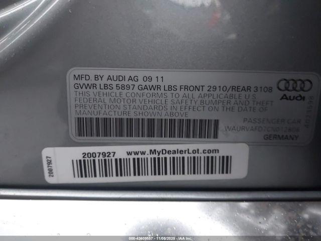 2012 AUDI A8 L WAURVAFD7CN012806 Photo 8