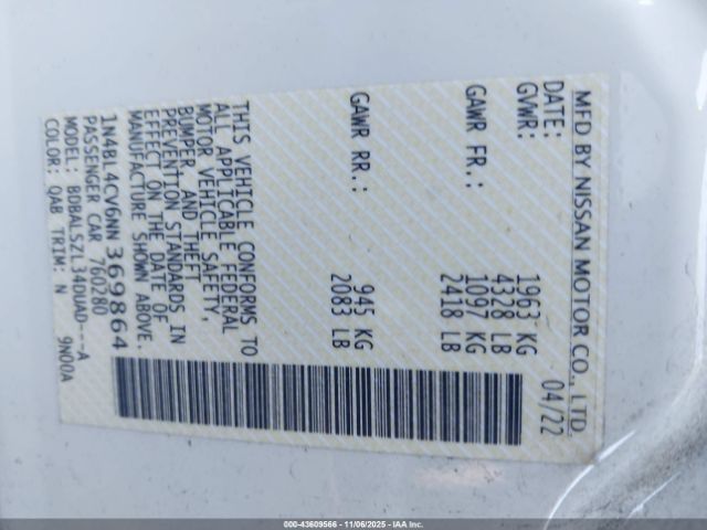 2022 NISSAN ALTIMA 1N4BL4CV6NN369864 Photo 8