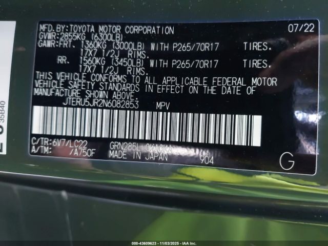 2022 TOYOTA 4RUNNER JTERU5JR2N6082853 Photo 8