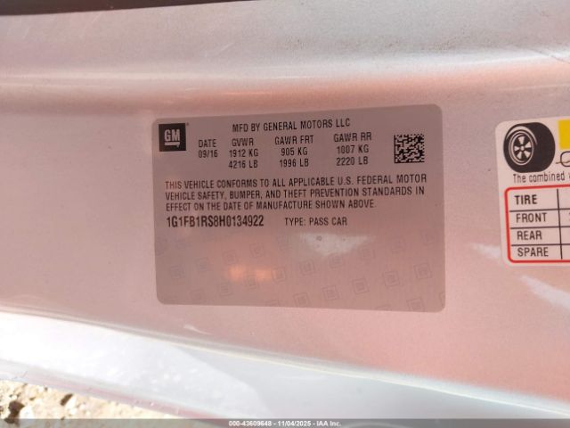 2017 CHEVROLET CAMARO 1G1FB1RS8H0134922 Photo 8