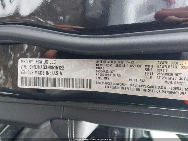 2022 JEEP GRAND CHEROKEE 1C4RJHAG3N8616122 Photo 8