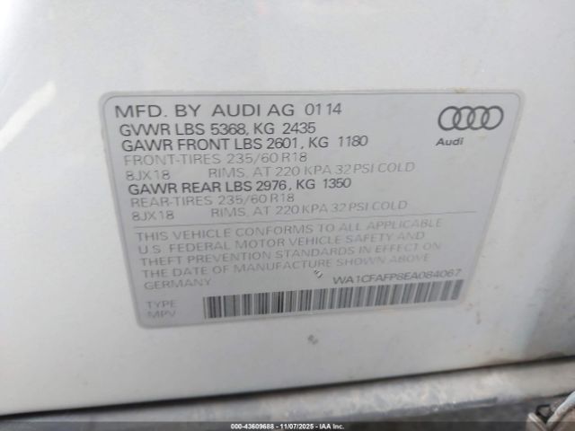 2014 AUDI Q5 WA1CFAFP8EA084067 Photo 8