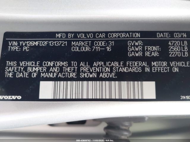 2015 VOLVO S60 YV126MFD2F1313721 Photo 8