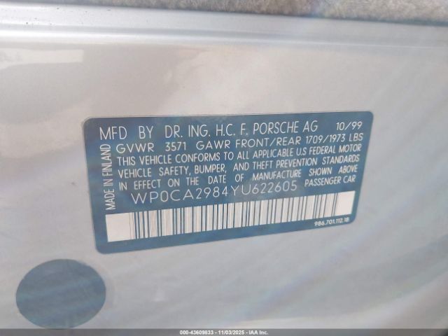 2000 PORSCHE BOXSTER WP0CA2984YU622605 Photo 8