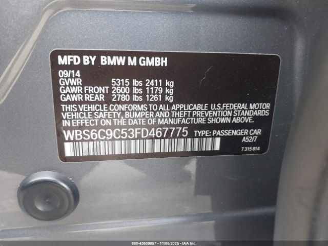 2015 BMW M6 GRAN COUPE WBS6C9C53FD467775 Photo 8