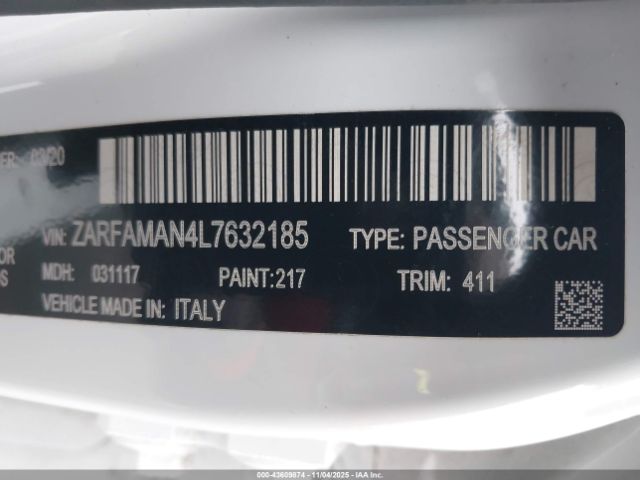 2020 ALFA ROMEO GIULIA ZARFAMAN4L7632185 Photo 8