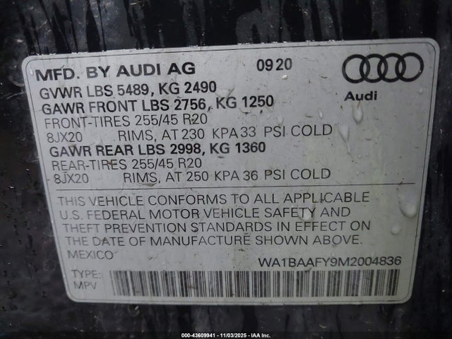 2021 AUDI Q5 WA1BAAFY9M2004836 Photo 8