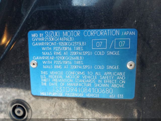 2008 SUZUKI GRAND VITARA JS3TD941084100680 Photo 8