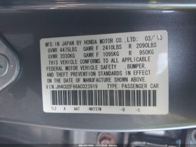 2010 ACURA TSX JH4CU2F66AC023919 Photo 8