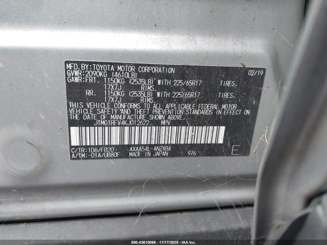 JTMG1RFV4KJ012622 Toyota RAV4 LE
