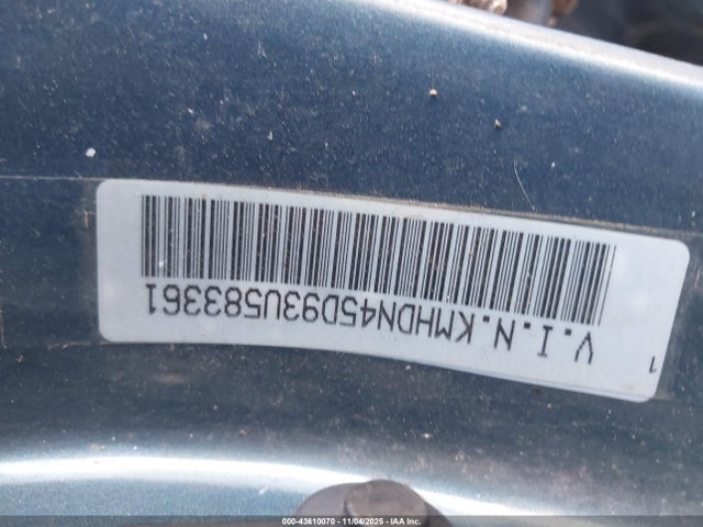 2003 Hyundai Elantra Gls/gt მანქანა იყიდება აუქციონზე, vin: KMHDN45D93U583361, აუქციონის ნომერი: 43610070