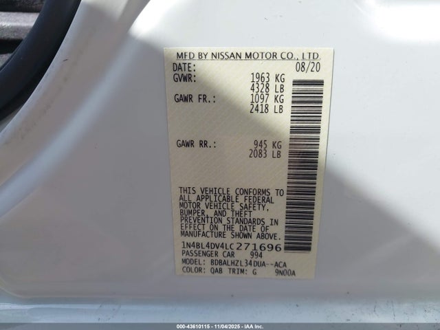 Nissan Altima 2020 1N4BL4DV4LC271696 Image 9