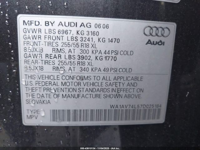 2007 AUDI Q7 WA1AV74L57D025184 Photo 8
