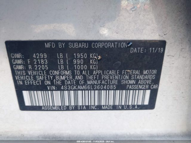 2020 SUBARU IMPREZA 4S3GKAM66L3604085 Photo 8