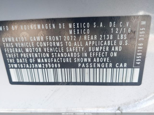 2017 VOLKSWAGEN JETTA 3VW167AJ3HM299069 Photo 8