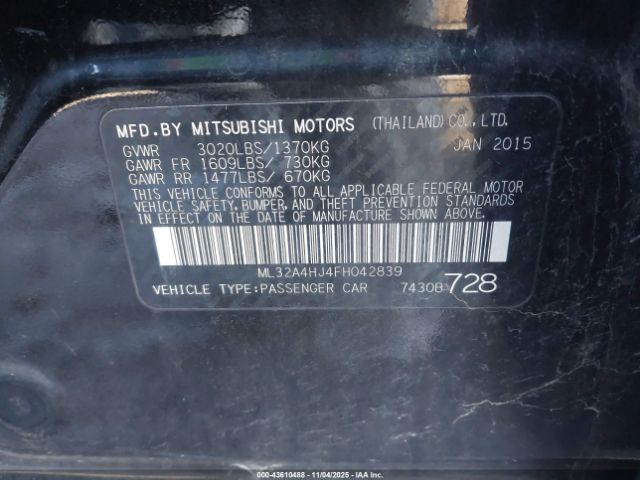 2015 MITSUBISHI MIRAGE ML32A4HJ4FH042839 Photo 8