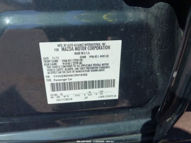 2012 MAZDA MAZDA6 1YVHZ8DH9C5M19392 Photo 8