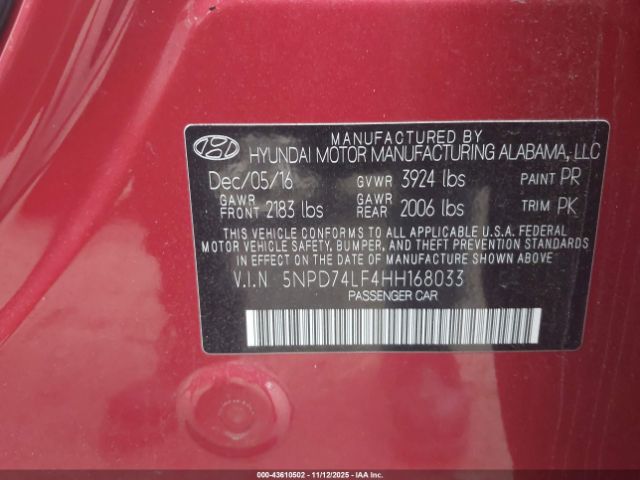 2017 HYUNDAI ELANTRA 5NPD74LF4HH168033 Photo 8