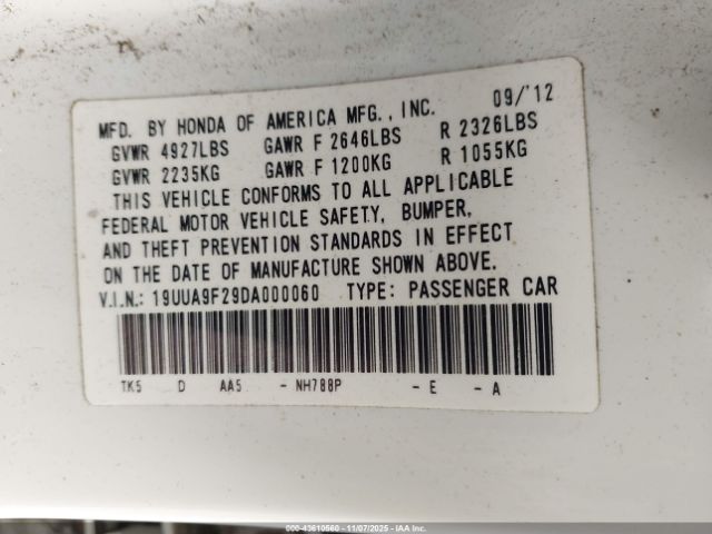 2013 ACURA TL 19UUA9F29DA000060 Photo 8