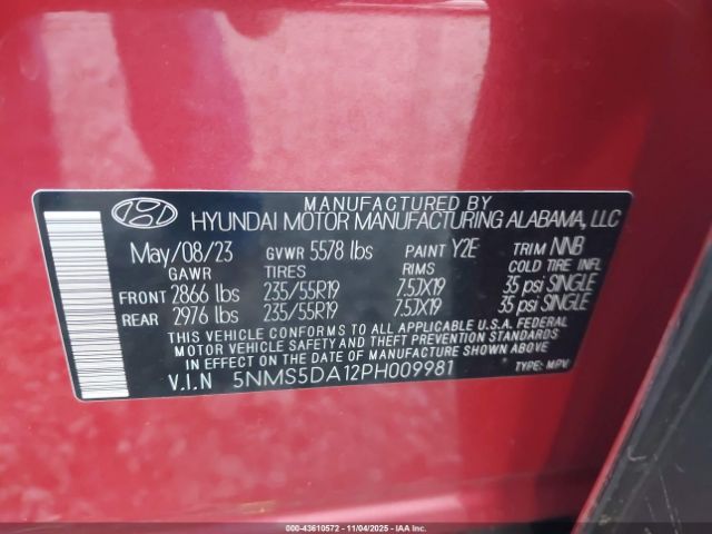 2023 HYUNDAI SANTA FE HYBRID 5NMS5DA12PH009981 Photo 8