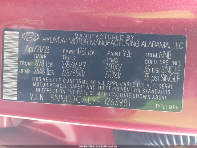 Hyundai TUCSON SEL 2023 5NMJBCAE9PH263981 Image 9