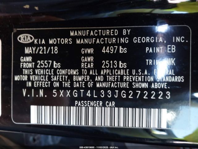 2018 KIA OPTIMA 5XXGT4L33JG272223 Photo 8