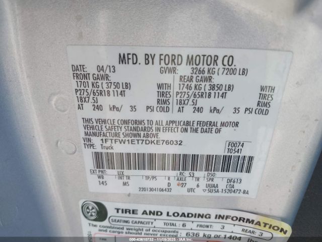 2013 FORD F-150 1FTFW1ET7DKE76032 Photo 8