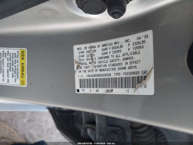 2009 ACURA TL 19UUA96589A006028 Photo 8