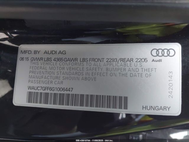 2016 AUDI A3 WAUC7GFF6G1006447 Photo 8
