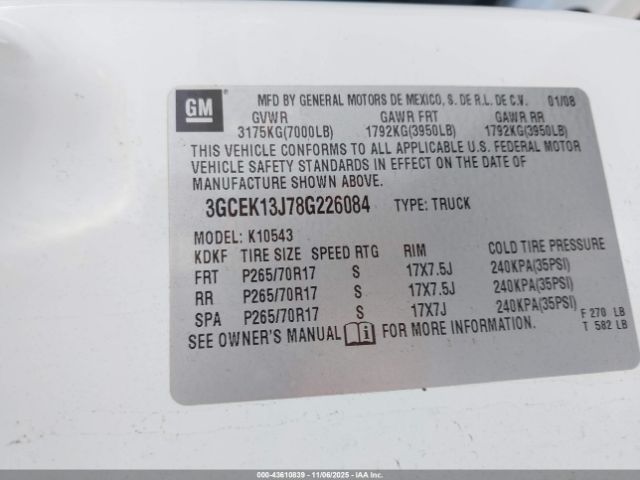 2008 CHEVROLET SILVERADO 1500 3GCEK13J78G226084 Photo 8