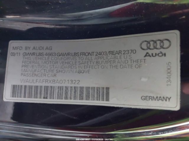2011 AUDI A5 WAULFAFRXBA071322 Photo 8