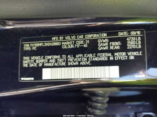 2017 VOLVO S60 YV126MFL5H2428883 Photo 8