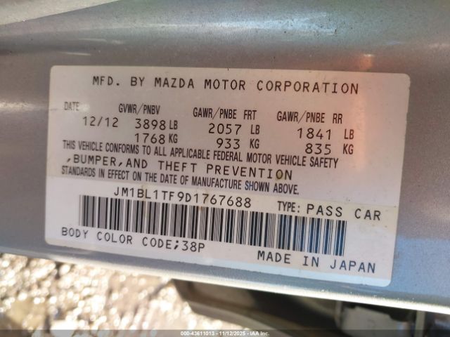 2013 MAZDA MAZDA3 JM1BL1TF9D1767688 Photo 8