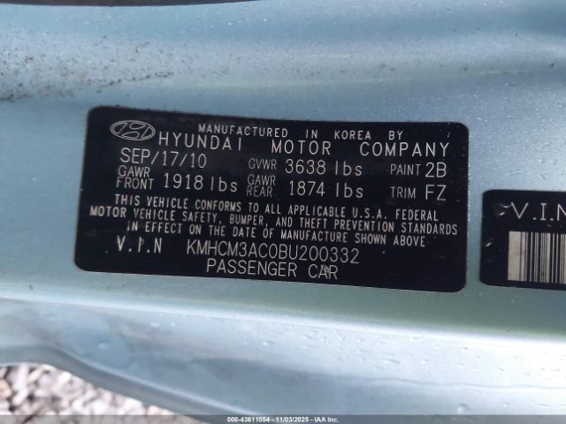 2011 HYUNDAI ACCENT KMHCM3AC0BU200332 Photo 8