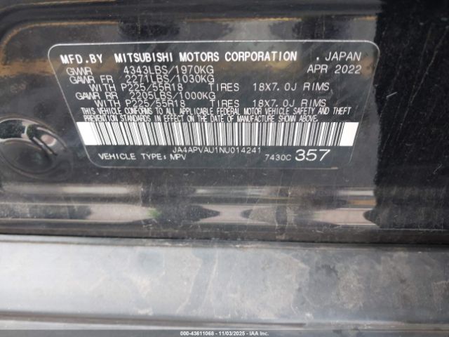 2022 MITSUBISHI OUTLANDER SPORT JA4APVAU1NU014241 Photo 8