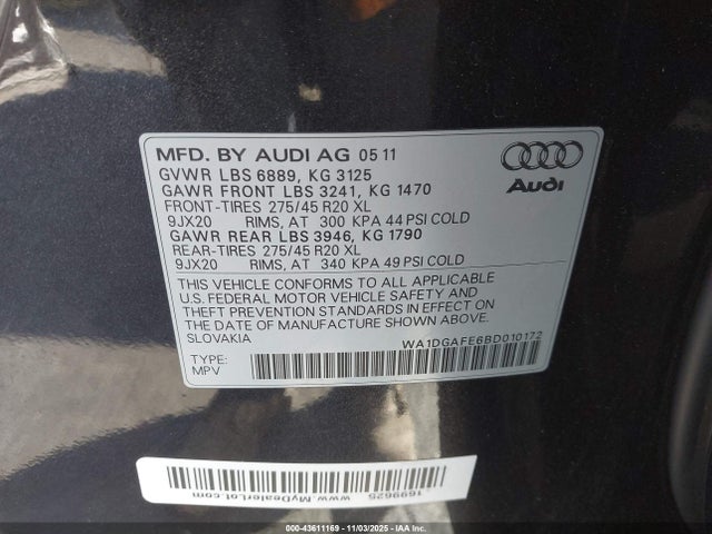 2011 AUDI Q7 WA1DGAFE6BD010172 Photo 8
