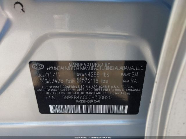 2012 HYUNDAI SONATA 5NPEB4AC0CH330020 Photo 8