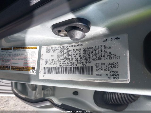 2004 LEXUS GX 470 JTJBT20X140060624 Photo 8