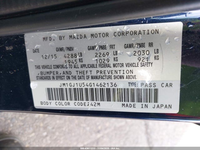JM1GJ1U54G1462136 Mazda Mazda6 I Sport
