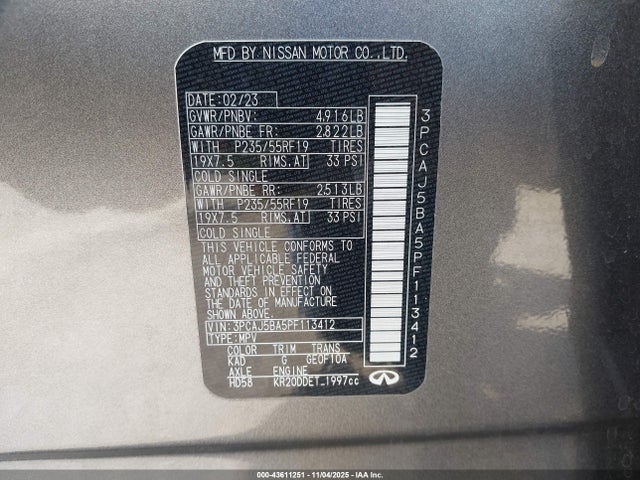 Infiniti Qx50 Luxe 2023 3PCAJ5BA5PF113412 Image 9